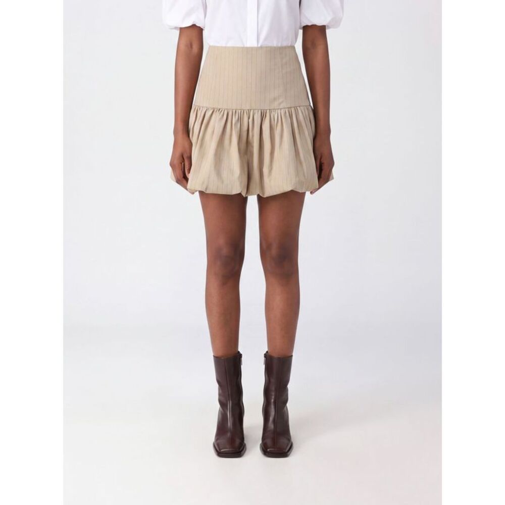 Ganni Women Ganni Striped Linen-Cotton Blend Balloon Mini Skirt